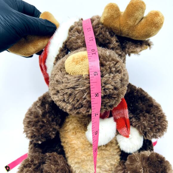 Soft Classics Christmas Moose Reindeer Plush Soft Toy 12" Brown Scarf Santa - Picture 3 of 9